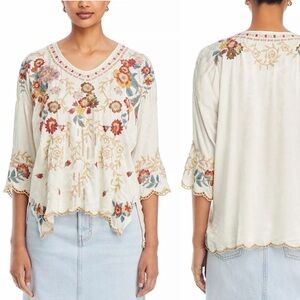 Johnny Was Gabriela Embroidered Blouse, S